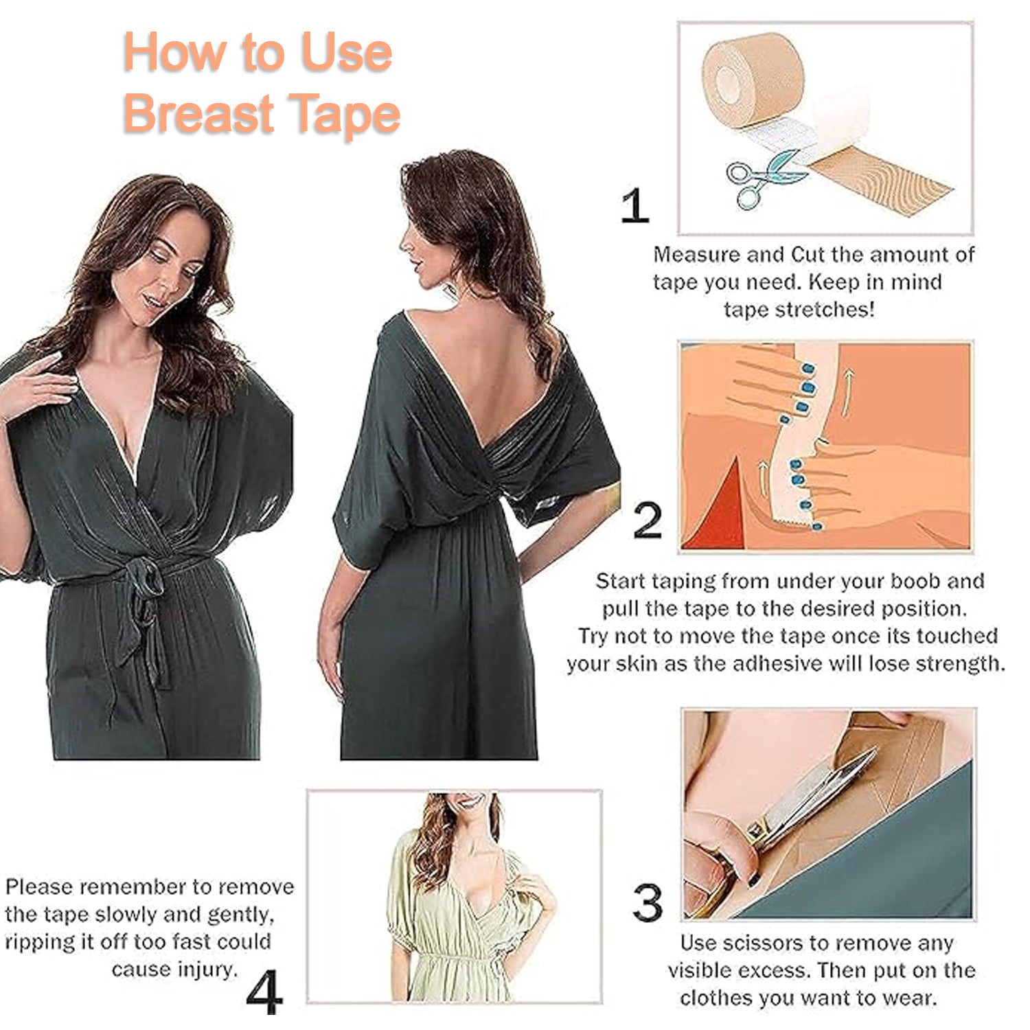 Boob Tape with Nipple Covers: Cotton, Breathable, Lift & Support (5m, 10 Pairs) Boob Tape with Nipple Covers: Cotton, Breathable, Lift & Support (5m, 10 Pairs)